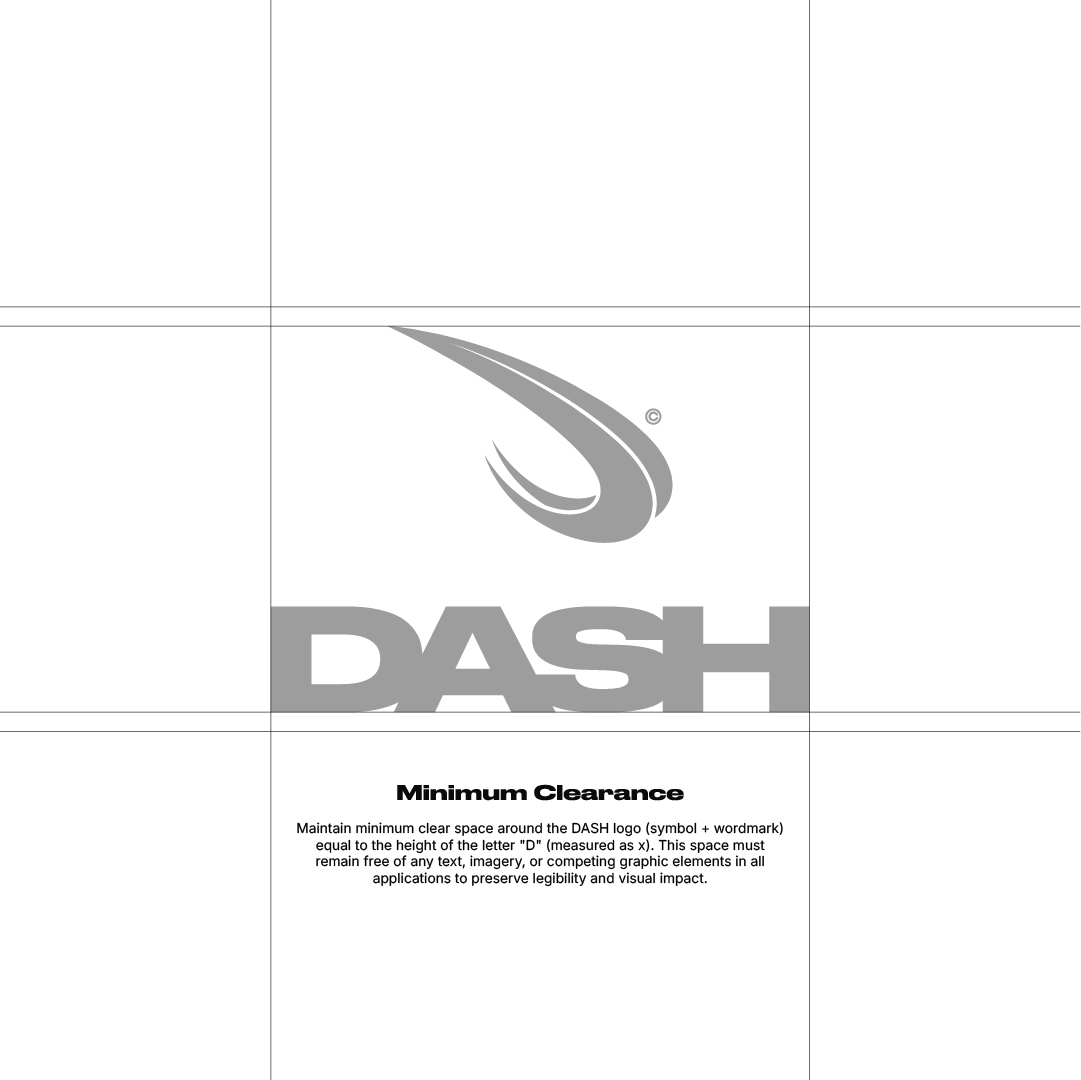 ภาพทดลองระยะปลอดภัยรอบเครื่องหมายและชื่อ DASH