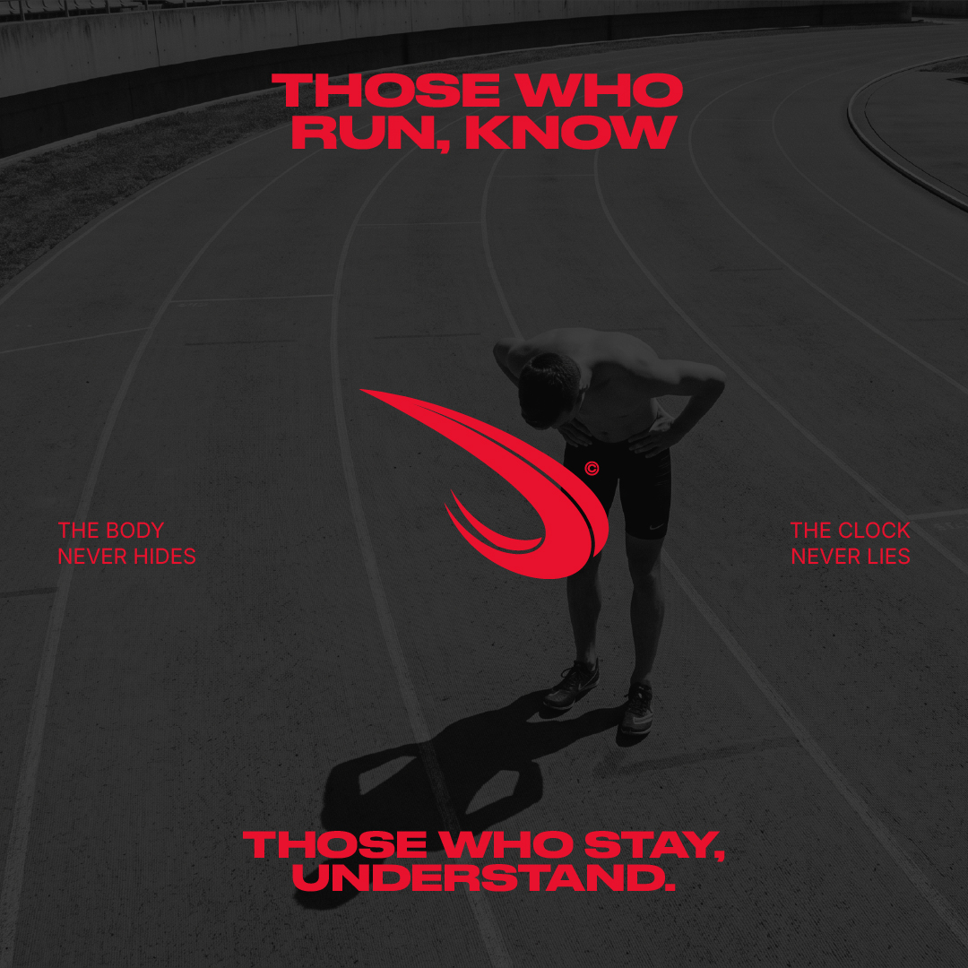 ภาพนักวิ่งบนลู่พร้อมข้อความ Those Who Run Know