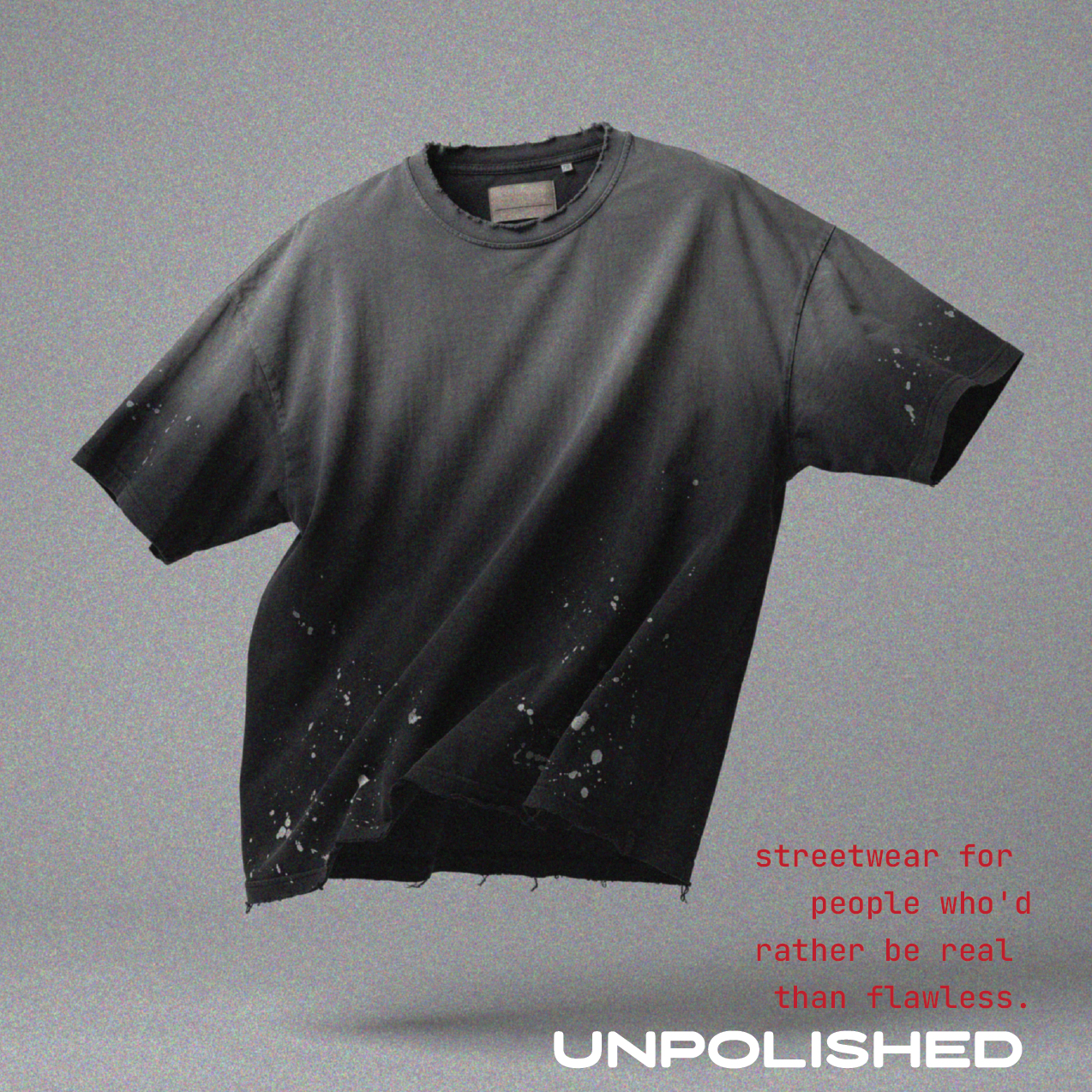 ภาพทดลองเสื้อยืดผิวสัมผัสดิบของ UNPOLISHED